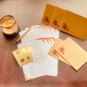 Precioso juego de escritura de cartas de regalo de otoño, sobres de regalo perfectos, etiquetas, papel para escribir cartas cristianas, juego de papelería
