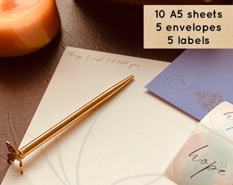 Grief writing set heartfelt mourning gift A5 paper with envelopes and labels letter writing paper stationery set