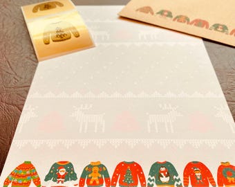 Christmas Jumper gift letter writing set perfect gift envelopes labels letter ugly sweater writing paper stationery set