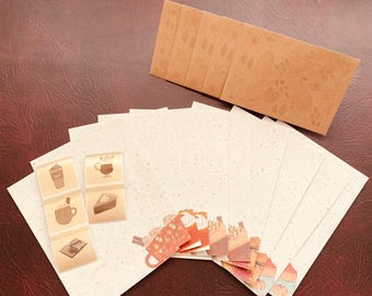 Lovely Autumn Fall pumpkin spice gift letter writing set perfect gift envelopes labels letter writing paper stationery set