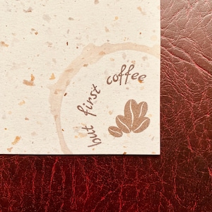 Conjunto divertido de escrita de cartas de café, lindo presente para amantes de café, impresso em papel de inclusão de extrato de café 100% reciclado
