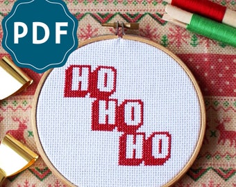 CROSS STITCH PDF | Ho Ho Ho Christmas Downloadable Pattern and Instructions