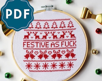 CROSS STITCH PDF | Festive Adult Cross Stitch Downloadable Pattern and Instructions