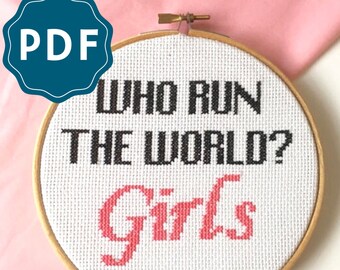 CROSS STITCH PDF | Beyonce 'Who Run the World? Girls' Downloadable Pattern and Instructions