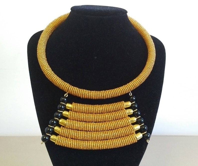 Gold Beaded Necklace for Women African Jewelry Statement Etsy
