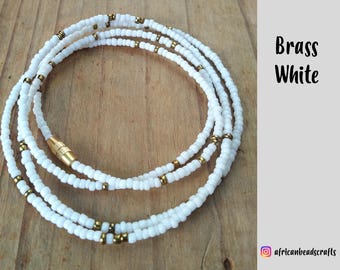 White Waist Beads - African jewelry - Belly Chain - Body Jewelry - Belly Beads - African Waist Beads