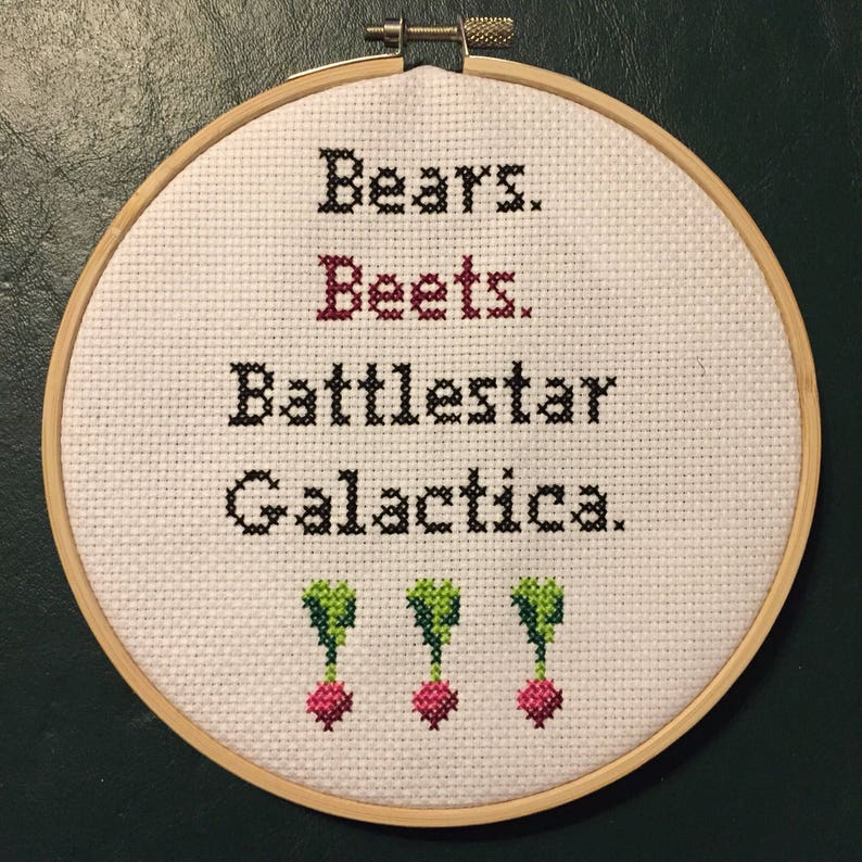 The Office Quote Cross Stitch bears Beets Battlestar Etsy