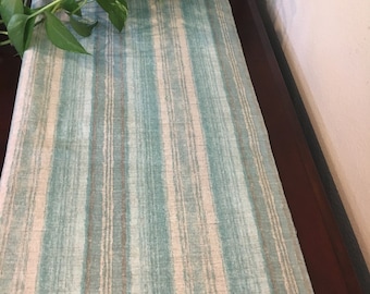 pink and beige Table Runner Handmade Spring Gifts Stripes in light blue Summer Fall table linen Housewarming