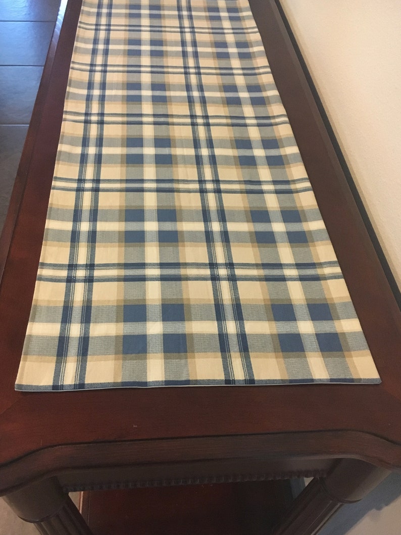 Plaid Blue Table Runner. Summer Christmas table runner. Etsy