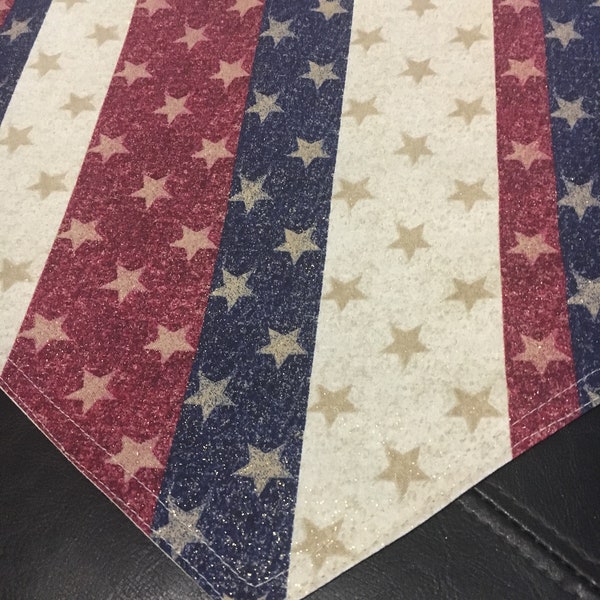 Patriotic Table Runner. Stripes, stars, red, blue, gold table runner. Summer, 4th of July Table decor. Gifts