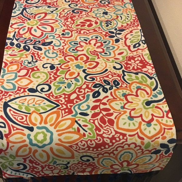 Colorful Spring-Summer Table Runner. Handmade table decor. Floral linen. Gifts. Housewarming