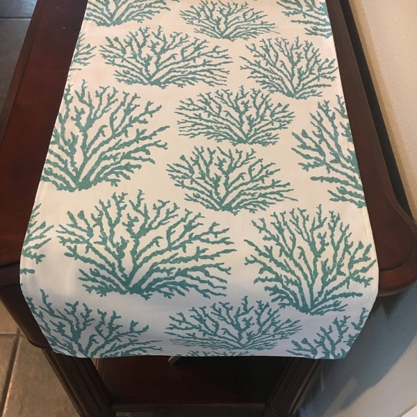 Beachglass coral reef -Spring-Summer Handmade Table Runner. Coral reef table decor. Table linen. Housewarming. Gifts