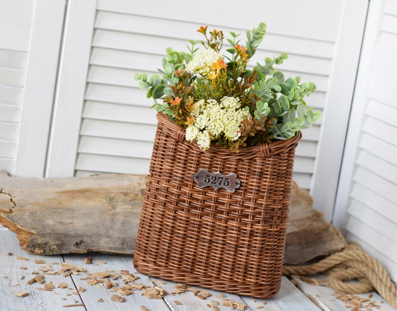 Rustic STORM DOOR basket Wicker hanging wall basket Super slim Etsy