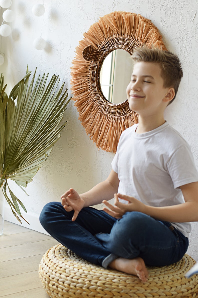 Lion Nursery Decor Wicker Lion Mirror Nursery Animal Head Etsy