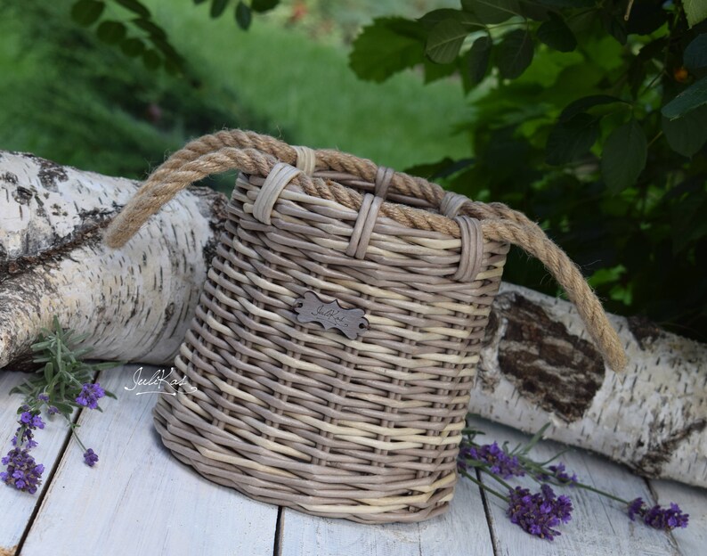 Wicker Interior basket Rustic Bathroom storage small basket Etsy