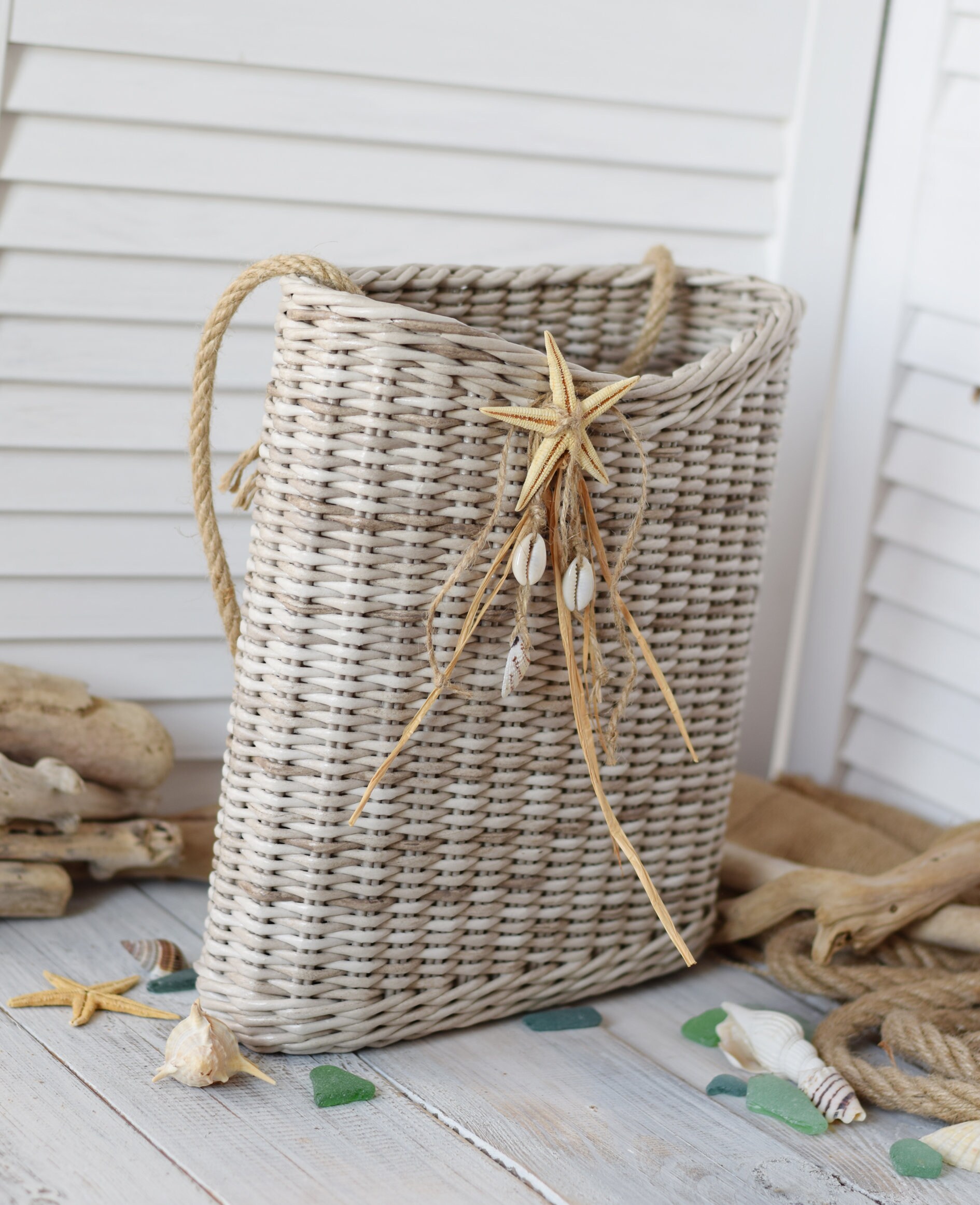 Wall Basket in Beach Stile Seaside Wicker Door Basket Entryway Etsy