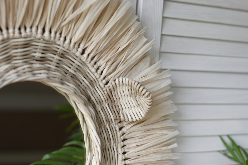 Wicker Ivory Lion Face Mirror Nursery Animal Wall Hanging Etsy