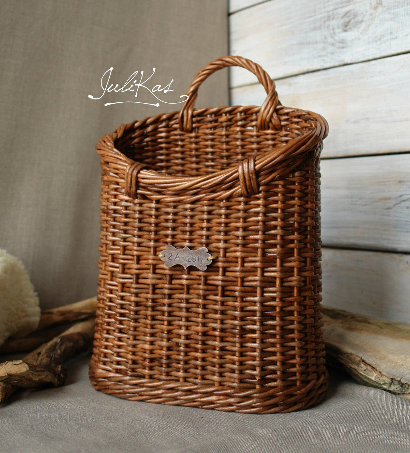 Rustic Door basket Wicker hanging wall basket Interior coffee Etsy