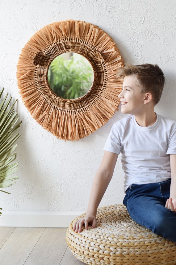 Lion Nursery Decor Wicker Lion Mirror Nursery Animal Head Etsy