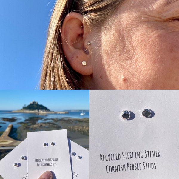 Sterling Silver Cornish pebble studs