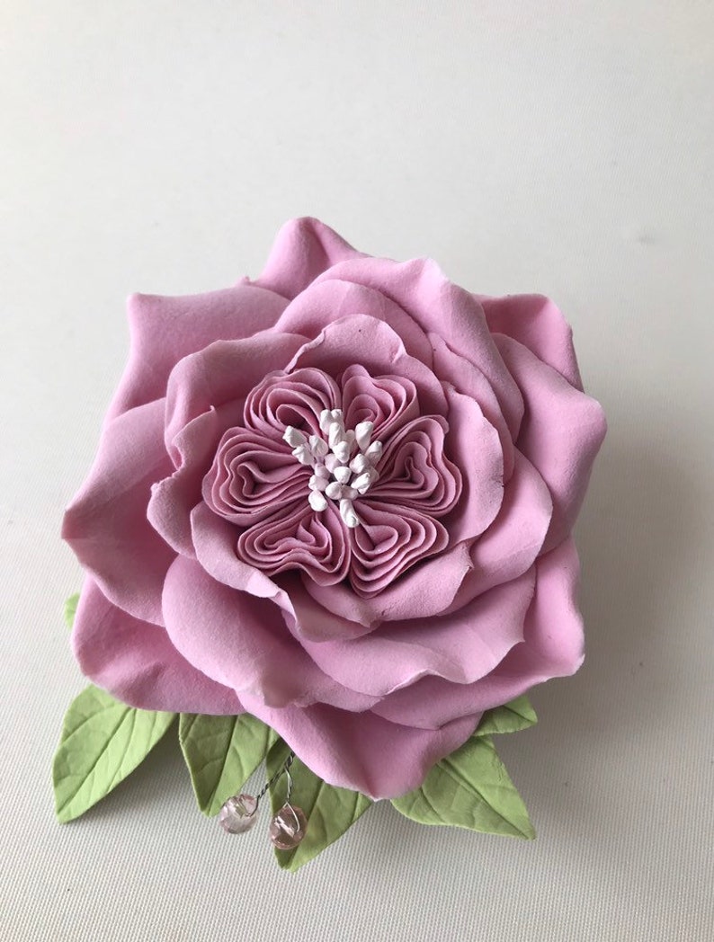 Flower hair clip with dusty pink rose. Dusty rose wedding hair Etsy