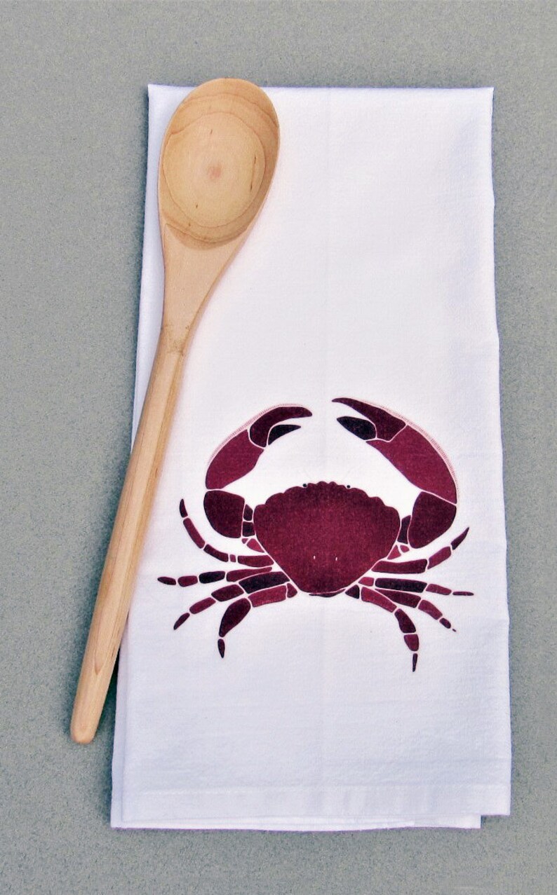 Crab Print Kitchen Towel Nautical Kitchen Decor Hostess Etsy