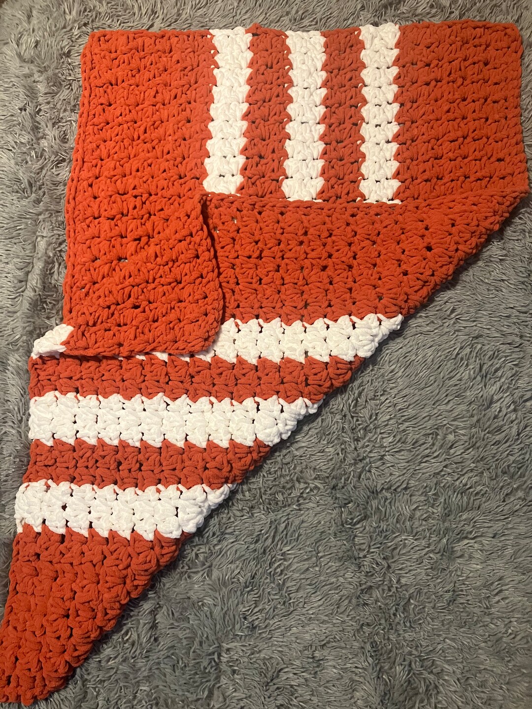 Branberry Bricks Baby Cot Blanket Orange/White