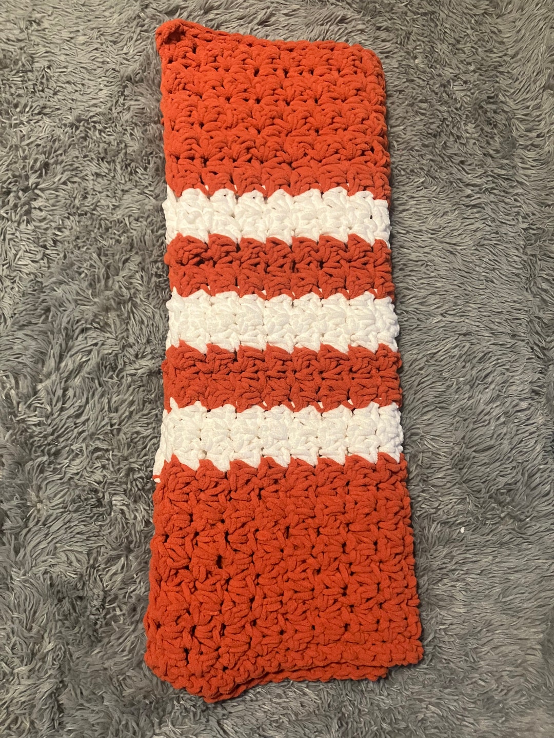 Orange and White Striped Baby Blanket Orange Baby Blanket Etsy