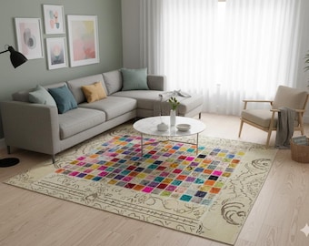 Handmade Patchwork Wool Turkish Rug - 5'x8' Bohemian Area Rug