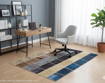 Handmade Patchwork Turkish Rug: 5'x8' Bohemian Wool Area Rug