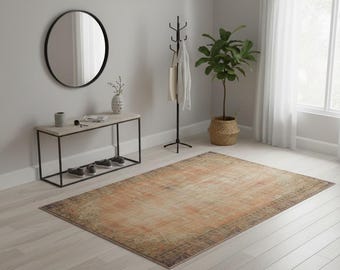 Vintage Turkish Wool Rug (5.4x8.1 ft): Handmade Anatolian Area Rug
