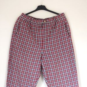 Checkered balloon pants with high rise, 1990s tapered leg women&#39;s high waist trousers in size Large