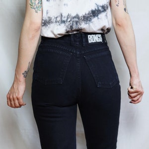 BONGO jeans size 26 USA black, Vintage women's jeans with visible button fly