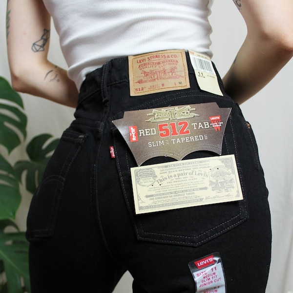 Vintage Levi's 512 black jeans USA DEADSTOCK, size 11 JR M / 28x32