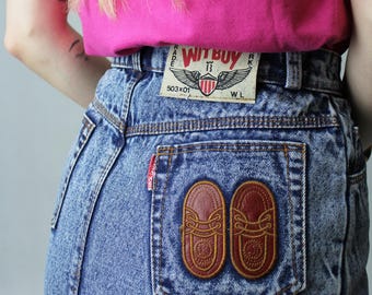 Jupe en jean délavé à l'acide, jupe tulipe rétro des années 90, taille S