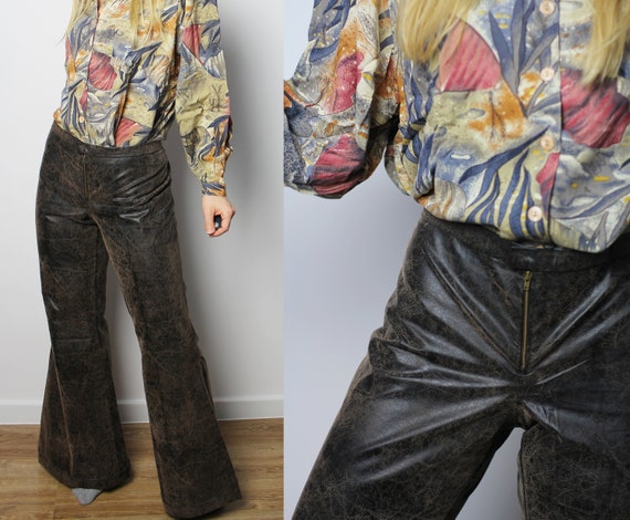 Leather bell bottoms with low rise, Vintage hippie