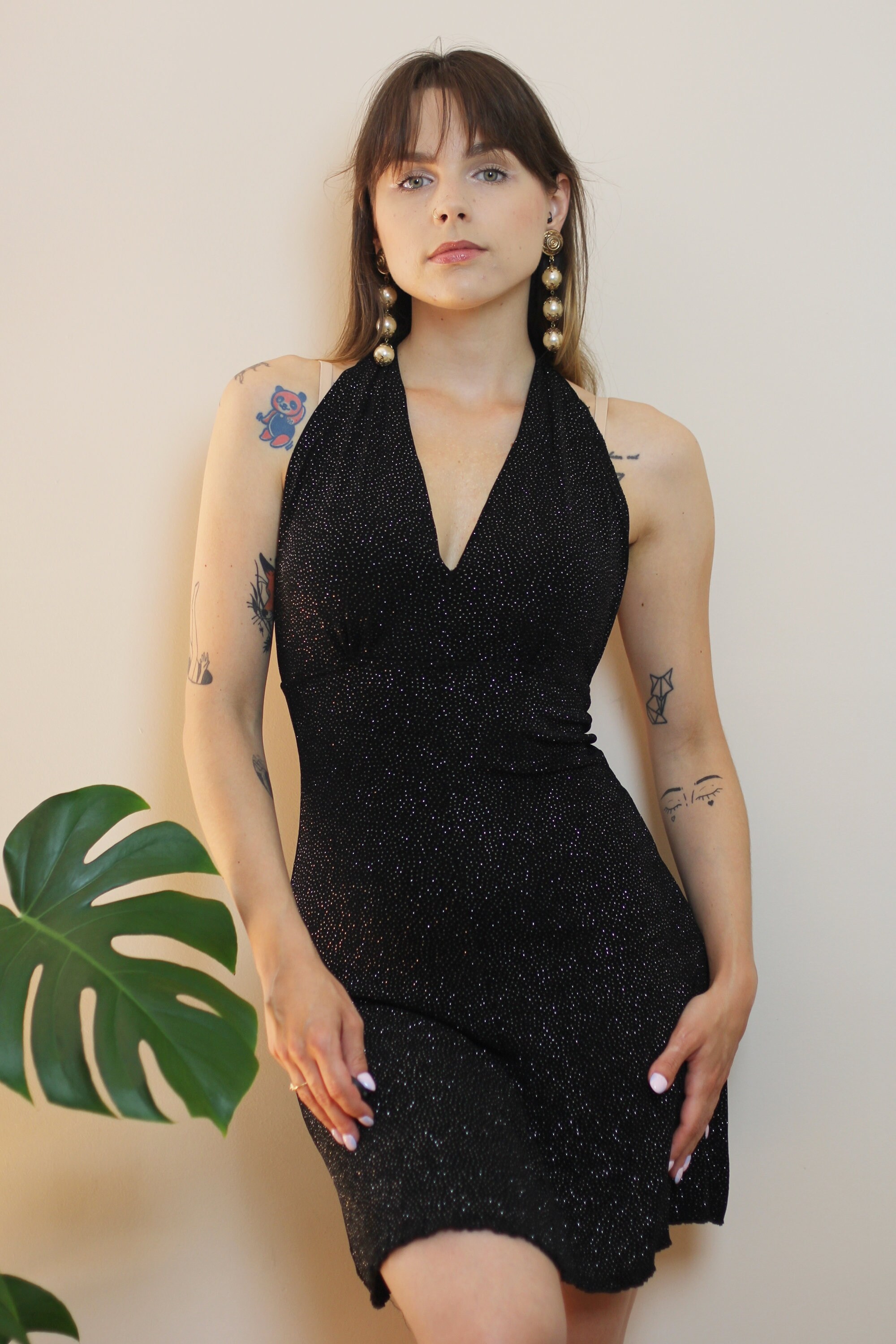Vintage V Neck Halter Mini Dress main image 1