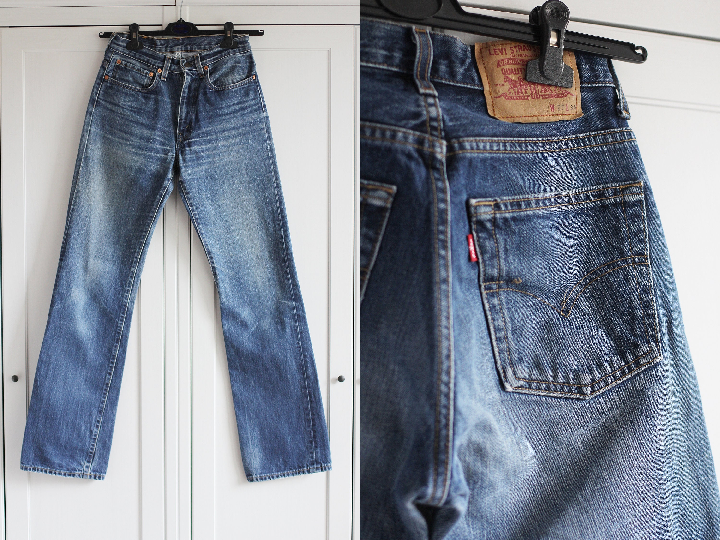 LEVI'S 624 Jeans With High Waist Vintage Blue Denim Pants - Etsy