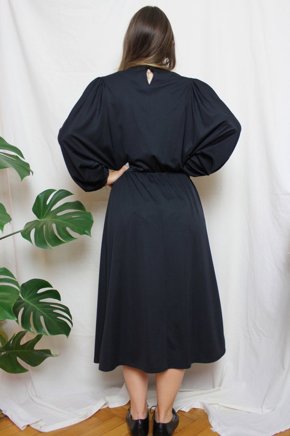70's/80's Black embroidered dress, Vintage blouso… - image 7