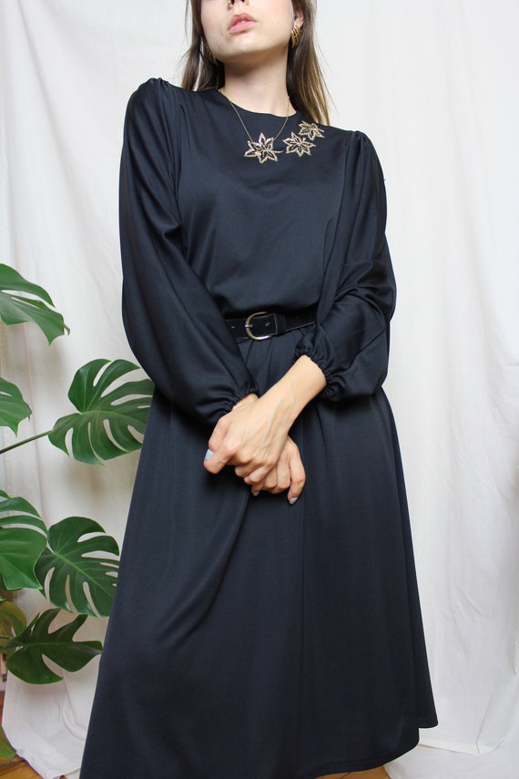 70's/80's Black embroidered dress, Vintage blouso… - image 4