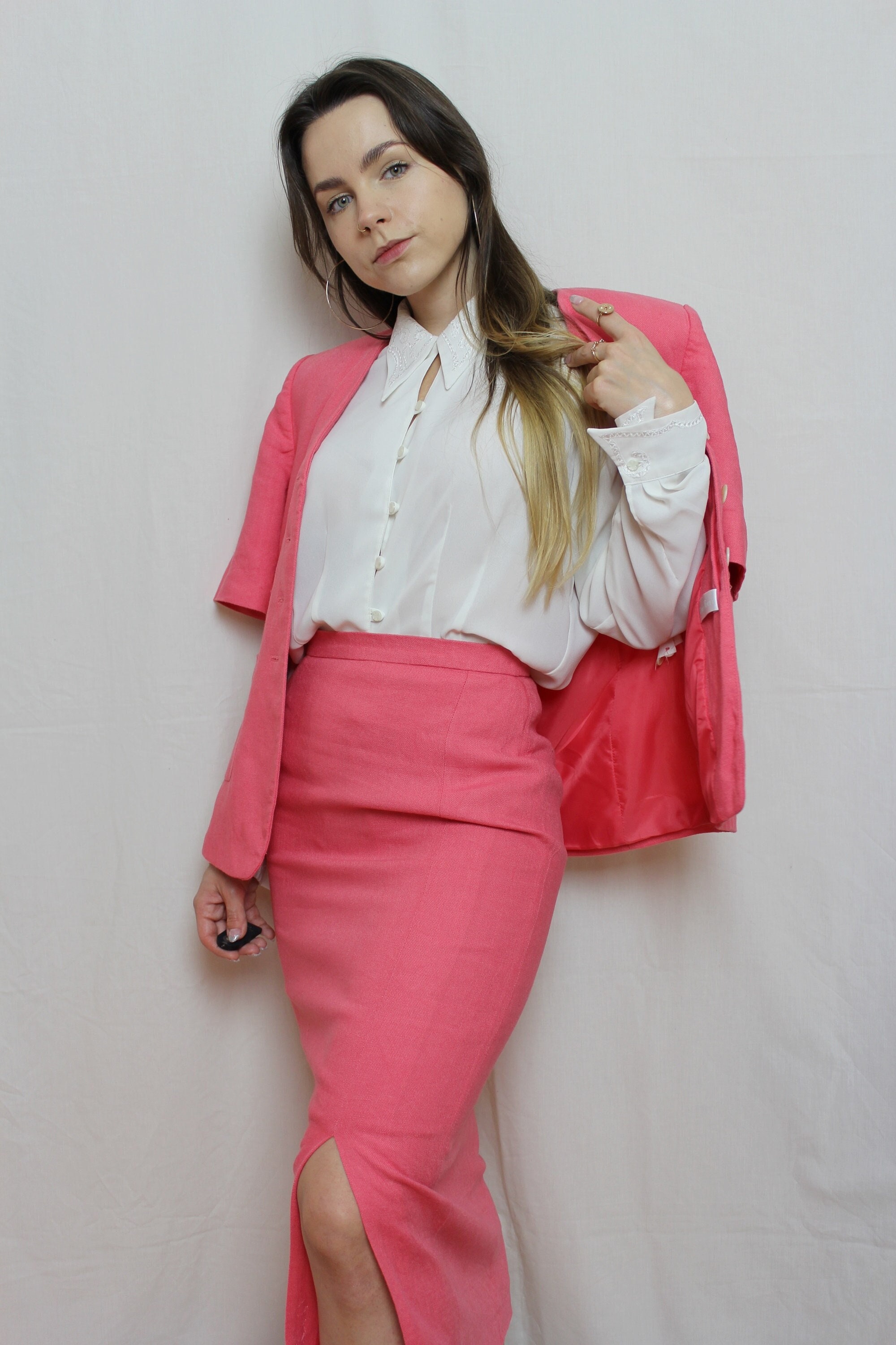 Linen Skirt Suit Etsy