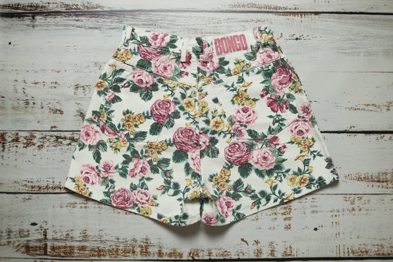 Vintage BONGO shorts, Floral print denim shorts s… - image 7