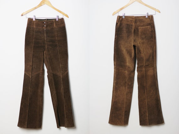80s Leather bell bottoms with low rise, Vintage su