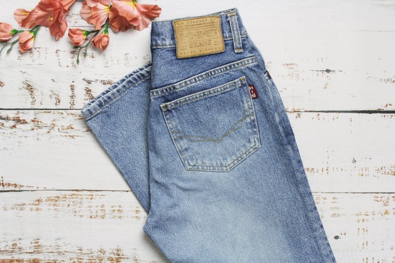 Vaqueros vintage con altura alta pantalones vaqueros azul Etsy España