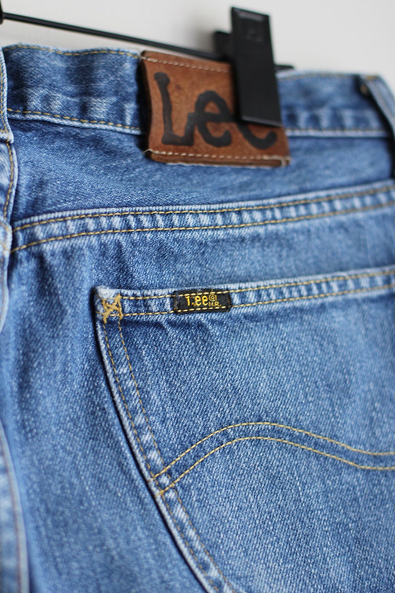 Vintage LEE jeans Mid blue denim pants with straight fit | Etsy