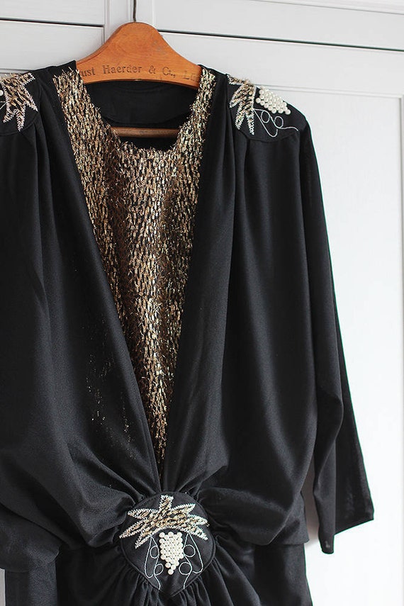 Vintage black festive dress from the 1970's, Elega