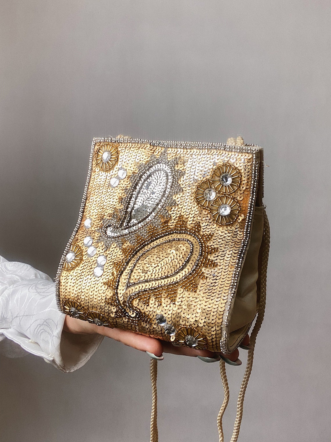 Retro Sequin Crossbody Bag Evening Elegant Shiny Gold Purse | Etsy