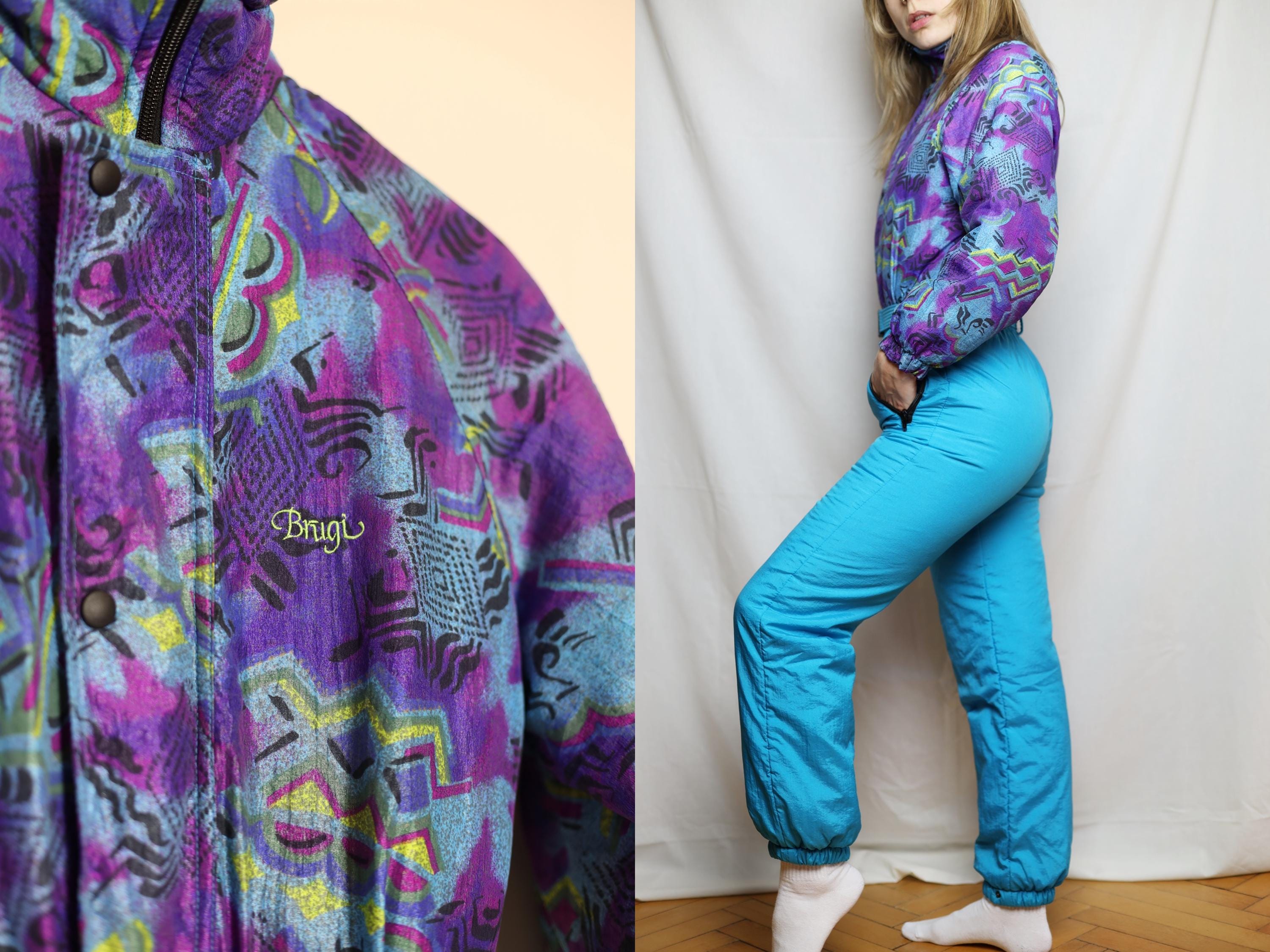 BRUGI Ski Suit, Blue and Purple Winter Jumpsuit - Etsy
