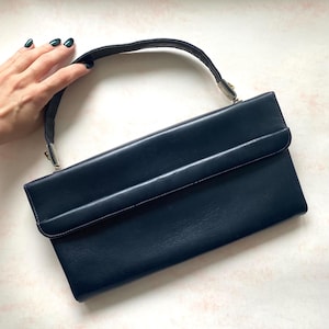1960er Jahre Top Henkeltasche, Vintage Rechteck Lederhandtasche