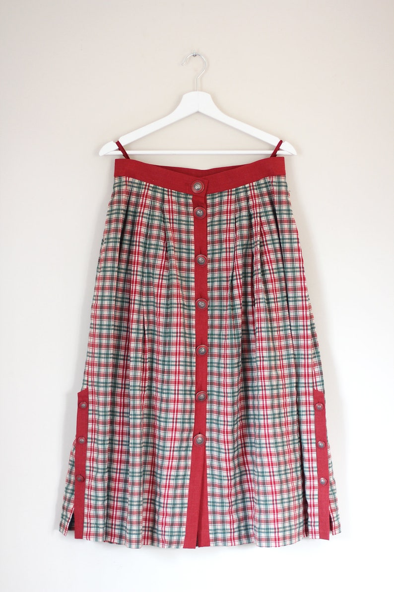 Frilly Skirt With Check Pattern Folk Skirt Vintage Country Etsy